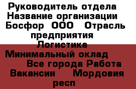 Руководитель отдела › Название организации ­ Босфор, ООО › Отрасль предприятия ­ Логистика › Минимальный оклад ­ 35 000 - Все города Работа » Вакансии   . Мордовия респ.
